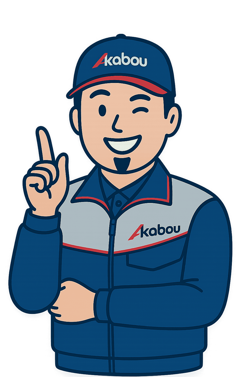 ウインクして指を立てる配送ドライバーのイラスト