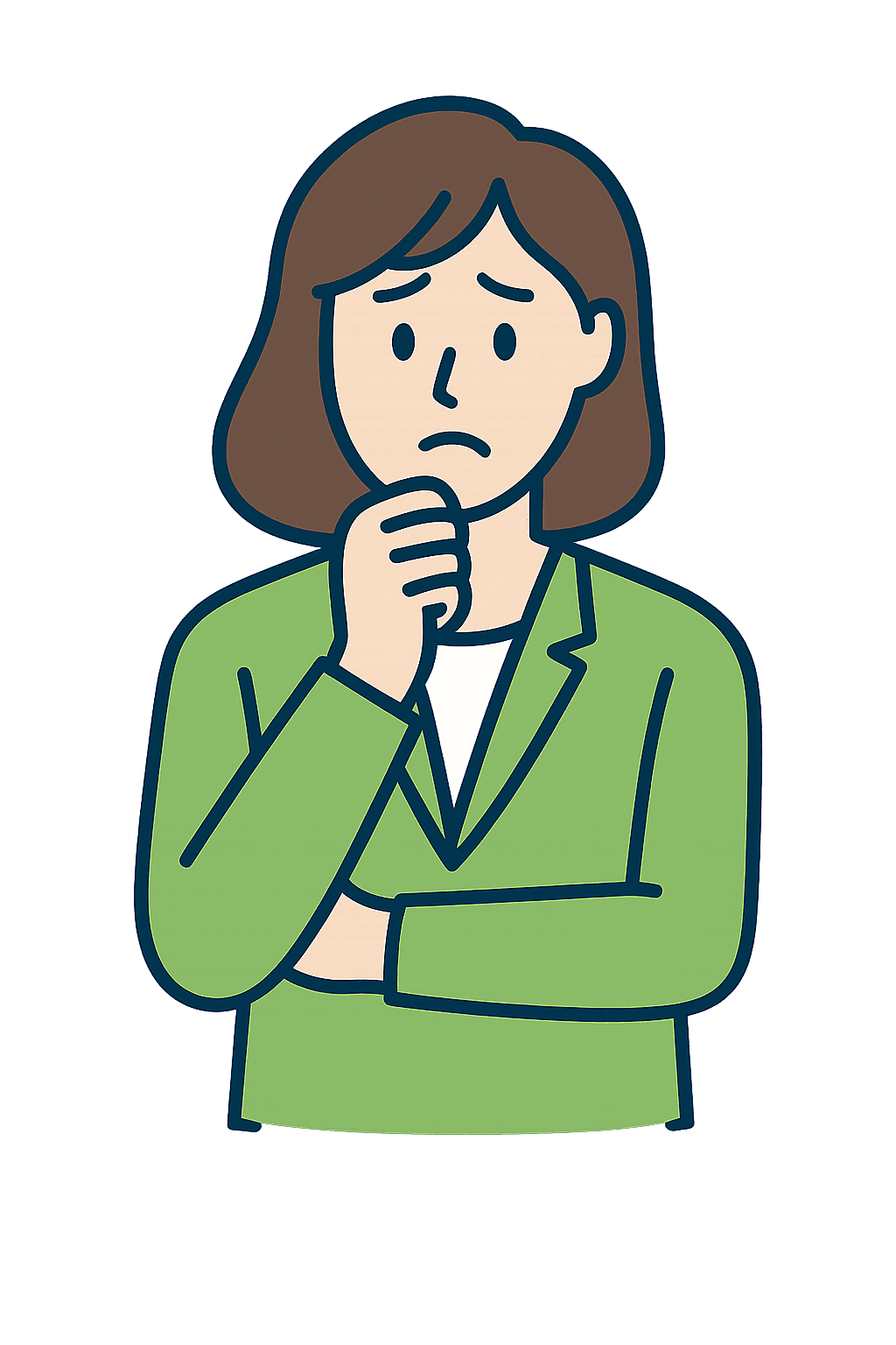 悩む女性担当者のイラスト